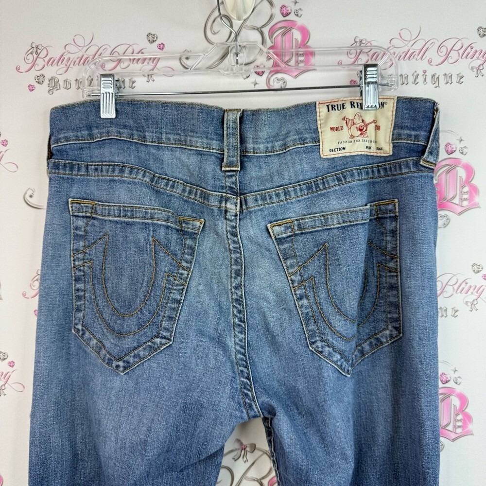 True Religion jeans pants Ricky relaxed straight Blue bottoms Jeans logos - Picture 9 of 16